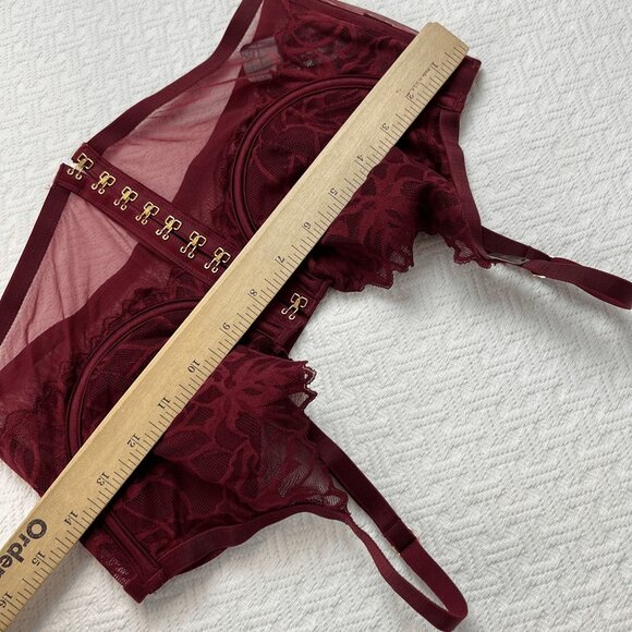 Brand New La Senza Women's Large Burgendy Merlot Purple Laced Corset Top Bra - Picture 12 of 16